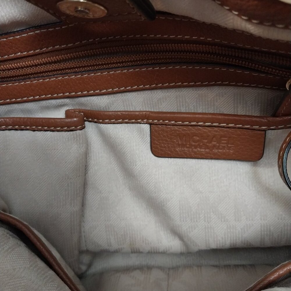 3199 Large Michael Kors Drawstring Satchel Shoulder Bag Sparkly Fabric /Leather - Picture 9 of 12